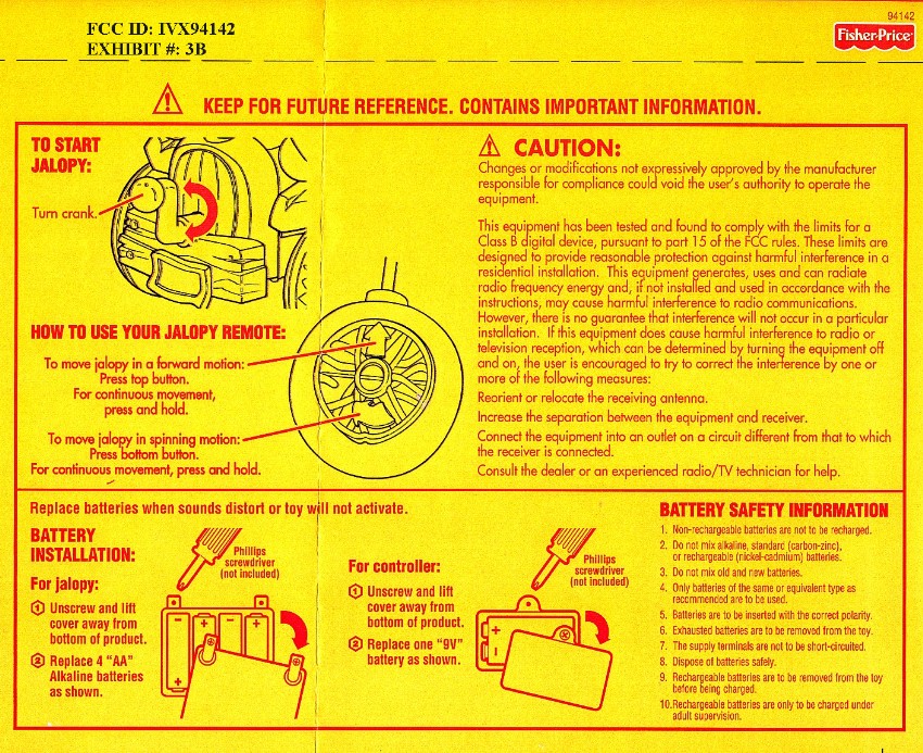 27 MHz R/C Car - Transmitter User Manual