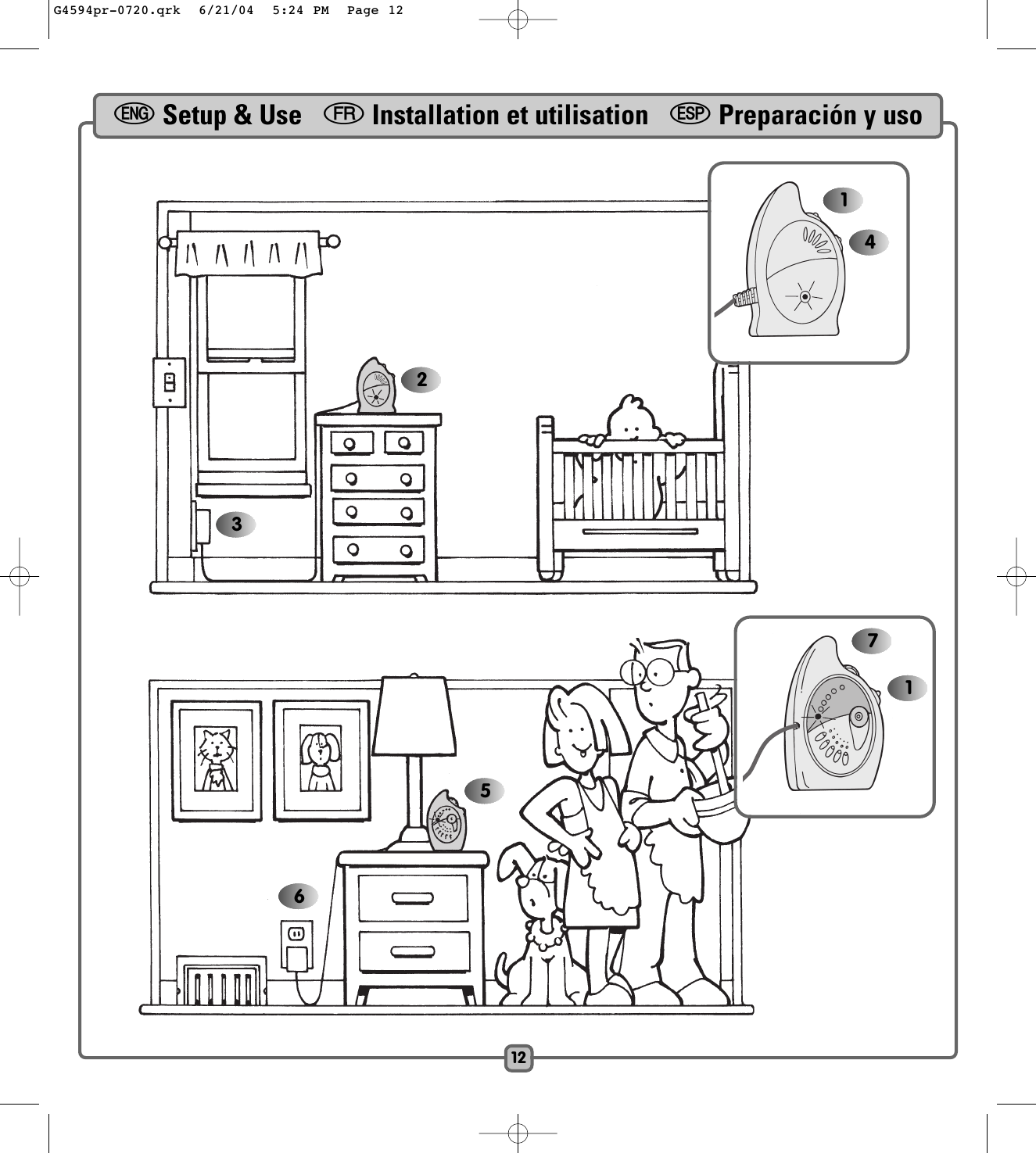 122356eSetup &amp; Use   fInstallation et utilisation   SPreparación y uso1417G4594pr-0720.qrk  6/21/04  5:24 PM  Page 12