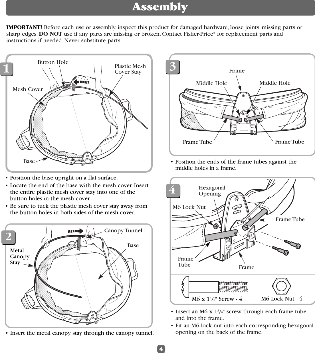 Page 4 of 8 - Fisher-Price Fisher-Price-Bounce-N-Play-Activity-Dome-79534-Users-Manual- 9534 US#B-0920  Fisher-price-bounce-n-play-activity-dome-79534-users-manual