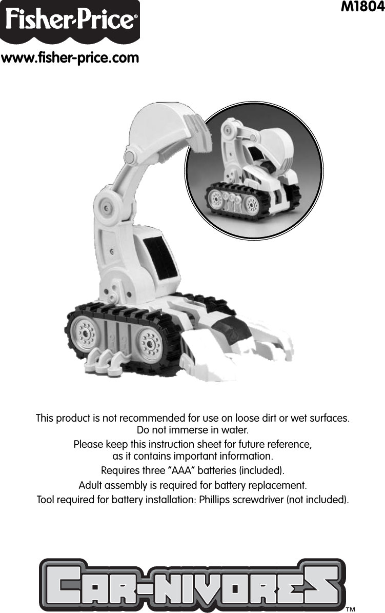 Page 1 of 4 - Fisher-Price Fisher-Price-Car-Nivores-M1804-Users-Manual- M1804pr-0920  Fisher-price-car-nivores-m1804-users-manual