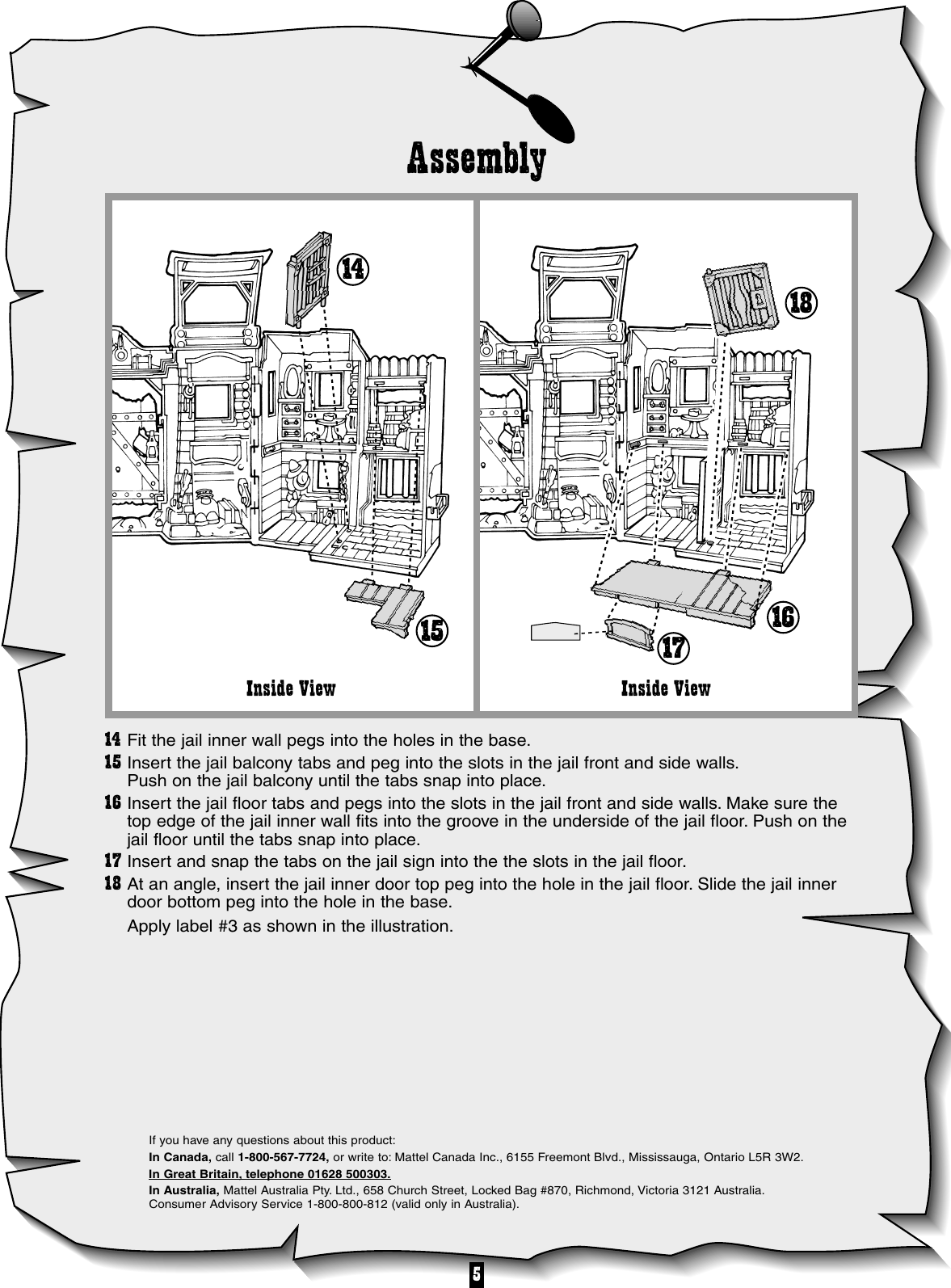 Page 5 of 6 - Fisher-Price Fisher-Price-Fort-Dakota-77029-Users-Manual-  Fisher-price-fort-dakota-77029-users-manual