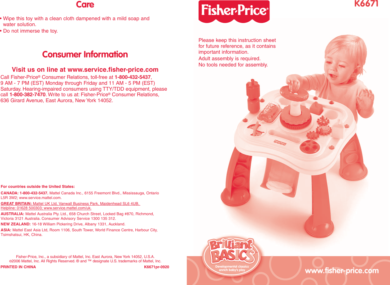 Fisher Price K6671 Users Manual K6671pr 0920