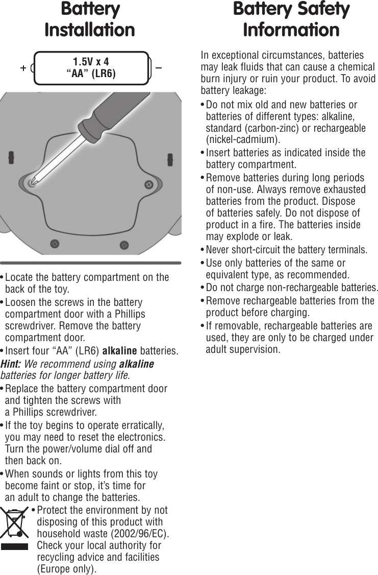 Page 2 of 4 - Fisher-Price Fisher-Price-P5600-Users-Manual- P5600pr-0920  Fisher-price-p5600-users-manual