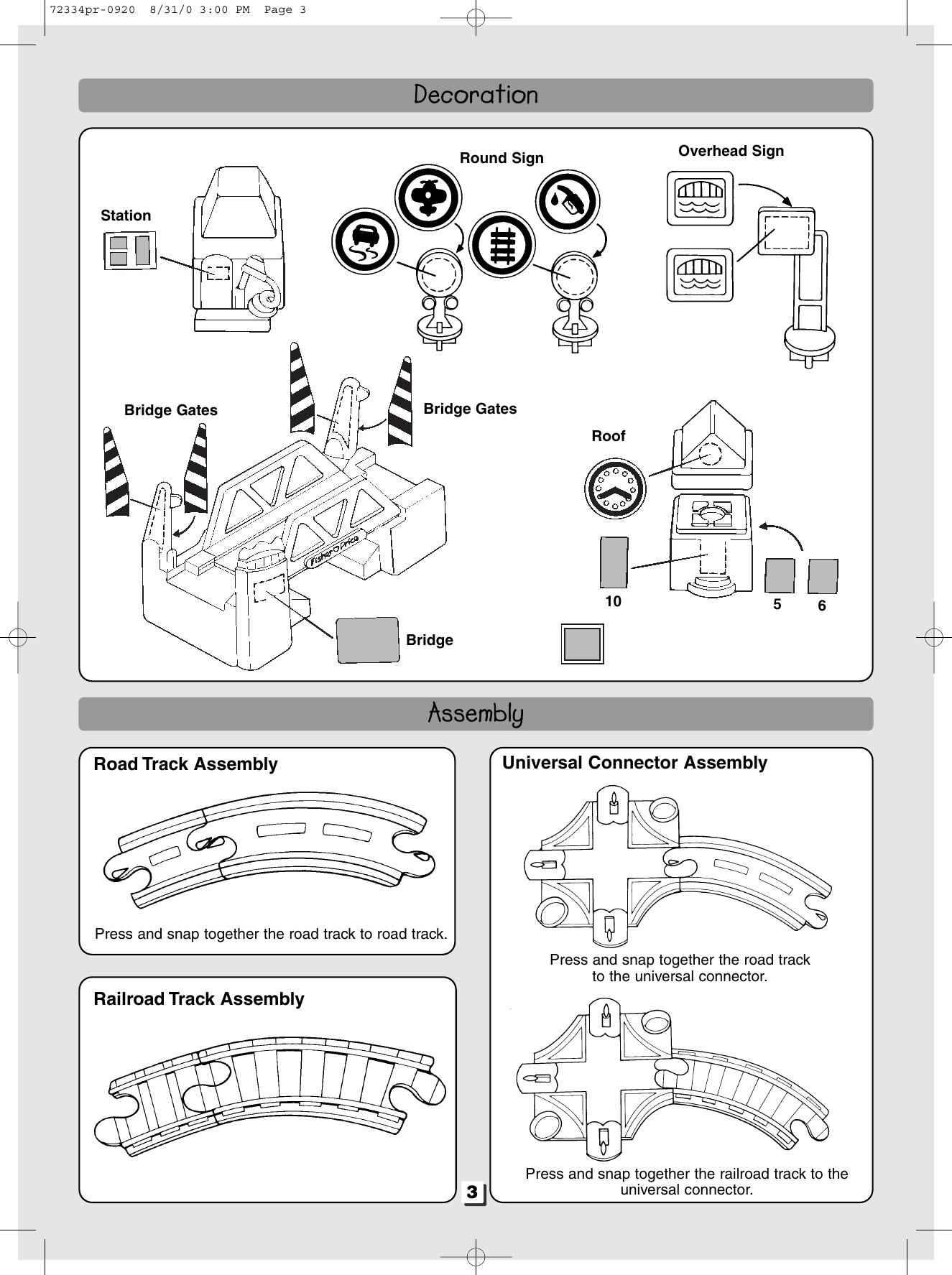Page 3 of 6 - Fisher-Price Fisher-Price-Rail-And-Road-Set-72334-Users-Manual- 72334pr-0920 Fisher-price-rail-and-road-set-72334-users-manual
