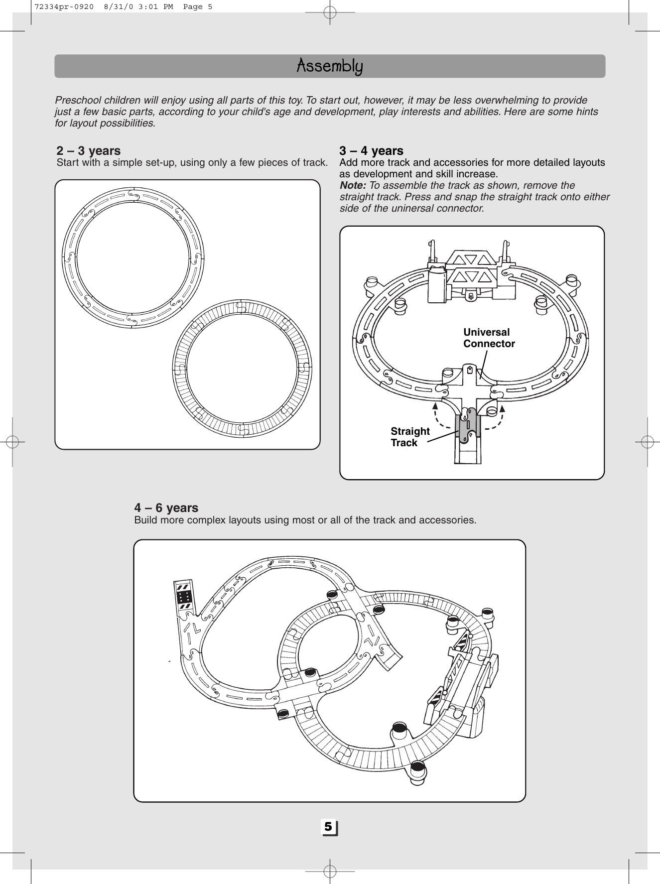 Page 5 of 6 - Fisher-Price Fisher-Price-Rail-And-Road-Set-72334-Users-Manual- 72334pr-0920 Fisher-price-rail-and-road-set-72334-users-manual