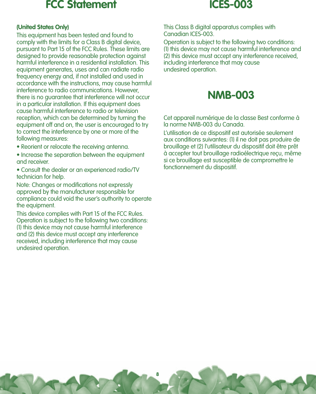 Page 8 of 8 - Fisher-Price Fisher-Price-Rainforest-K4562-Users-Manual- K4562c-0920  Fisher-price-rainforest-k4562-users-manual