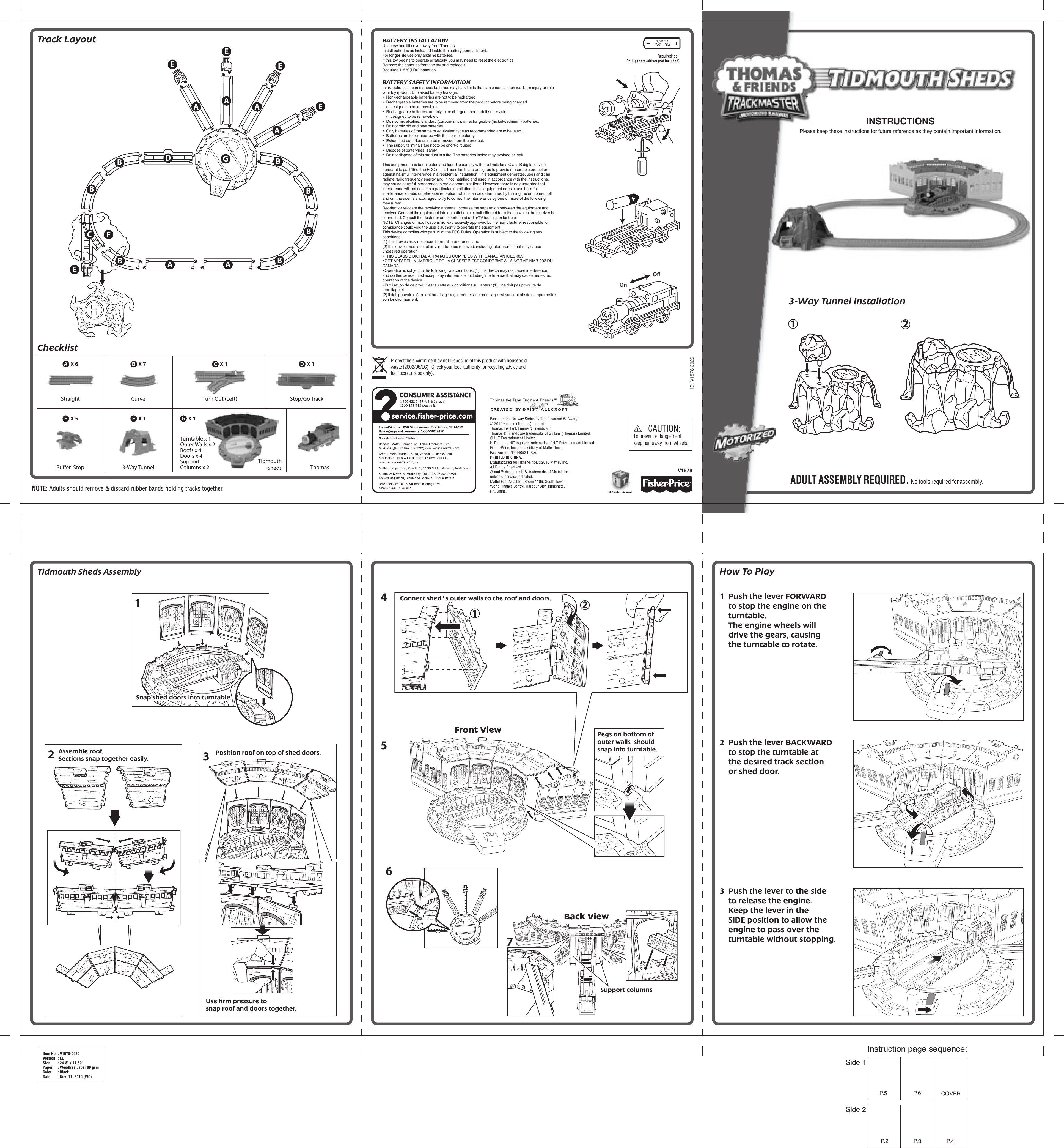 Fisher Price V1578 Instruction Sheet 0920