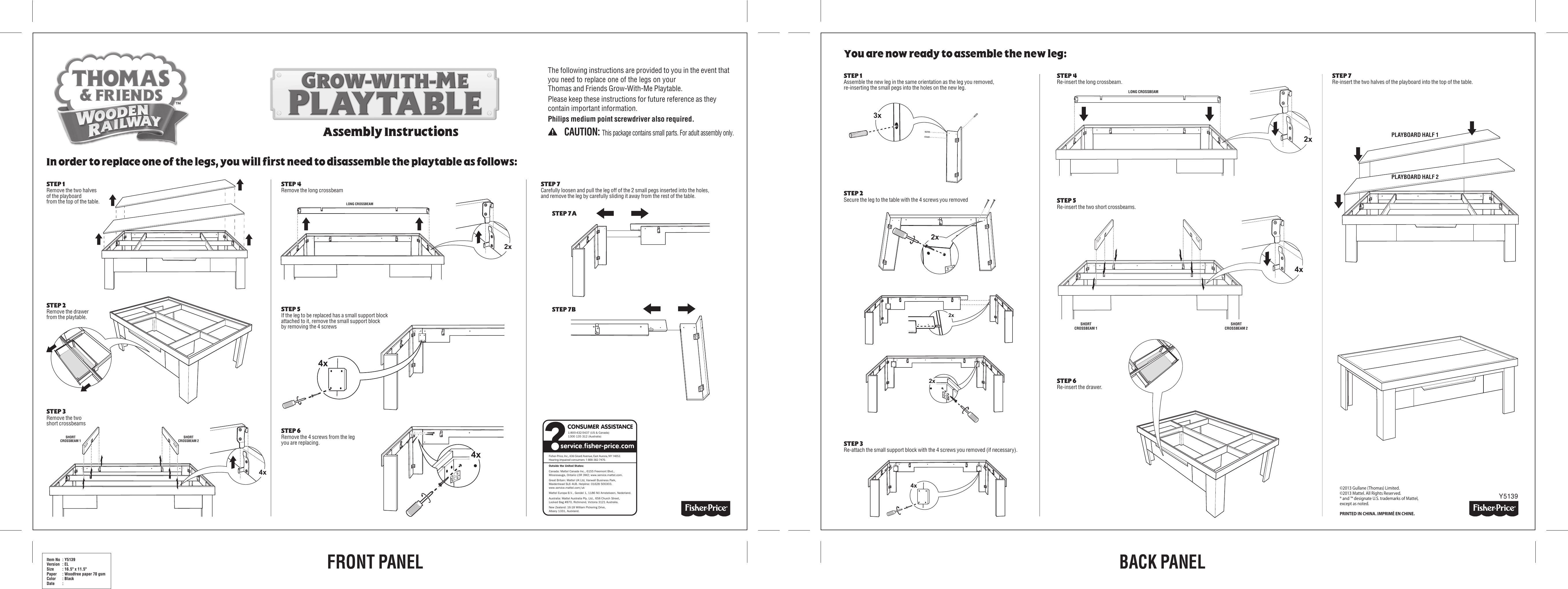 Page 1 of 1 - Fisher-Price Fisher-Price-Y5139-Instruction-Sheet- Y5139_TableLeg Replacement  Fisher-price-y5139-instruction-sheet