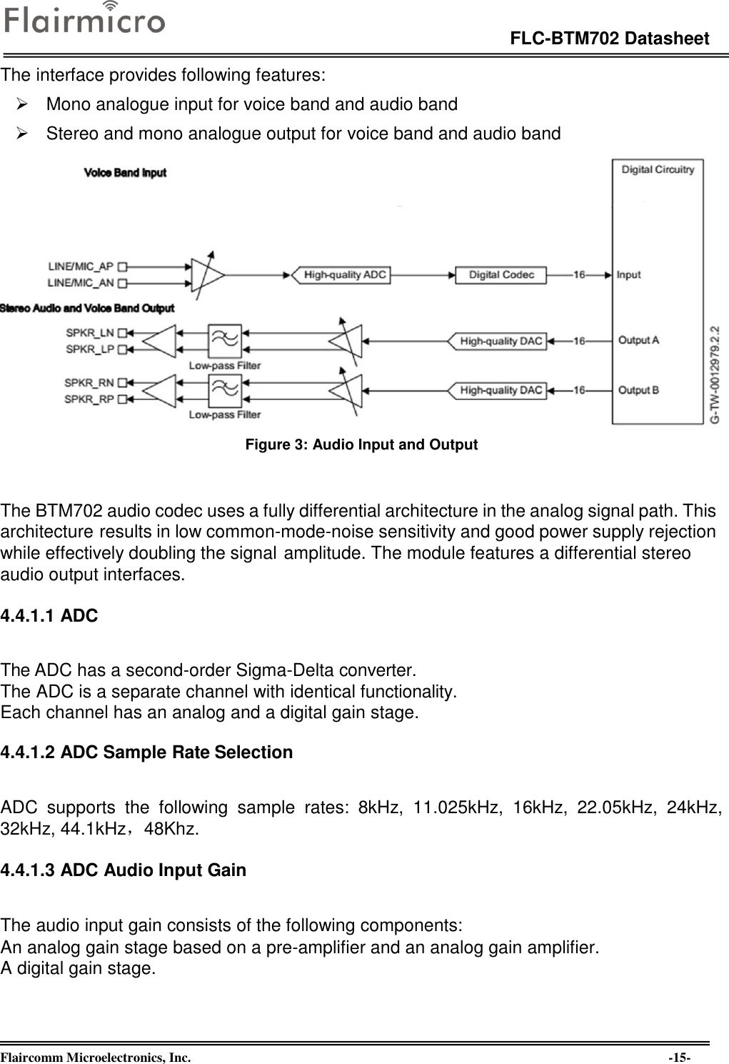 Page 15 of Flaircomm Microelectronics BTM702A Bluetooth Module  BT5.0 User Manual