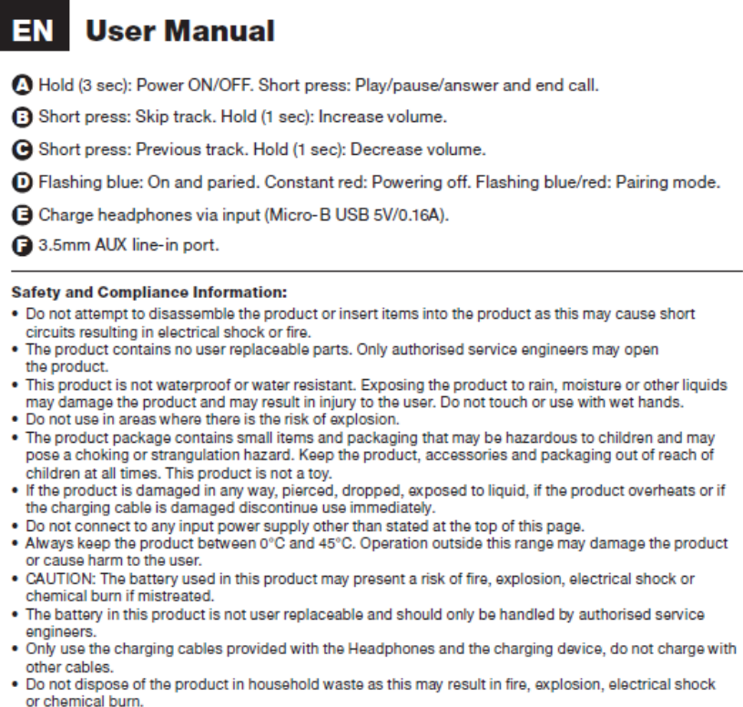 Page 3 of Flashbay Electronics MICN1701 Bluetooth headphone User Manual 