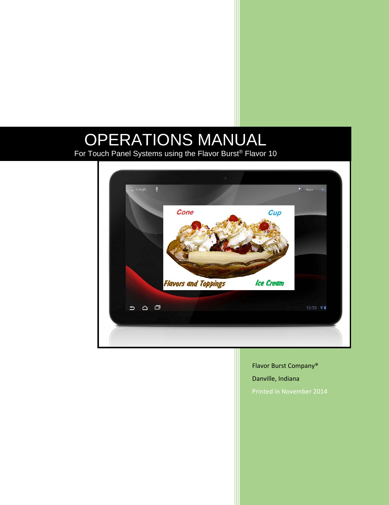 Flavor Burst FLAVOR Flavor 10 User Manual Touch Panel Manual