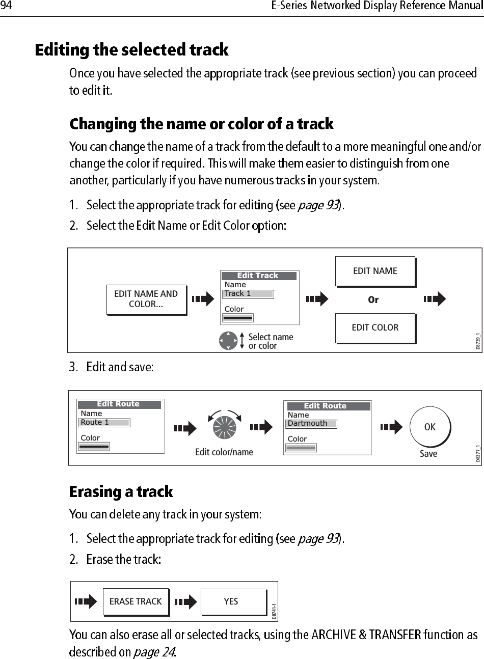                                     EDIT NAME ANDCOLOR...D8739_1Select name or colorEdit TrackNameT k 1ColorTrack 1EDIT NAMEEDIT COLOROrD8377_1Edit RouteNameColorDartmouthEdit color/name SaveOKEdit RouteNameR t 1ColorRoute1D8741-1ERASE TRACK YES