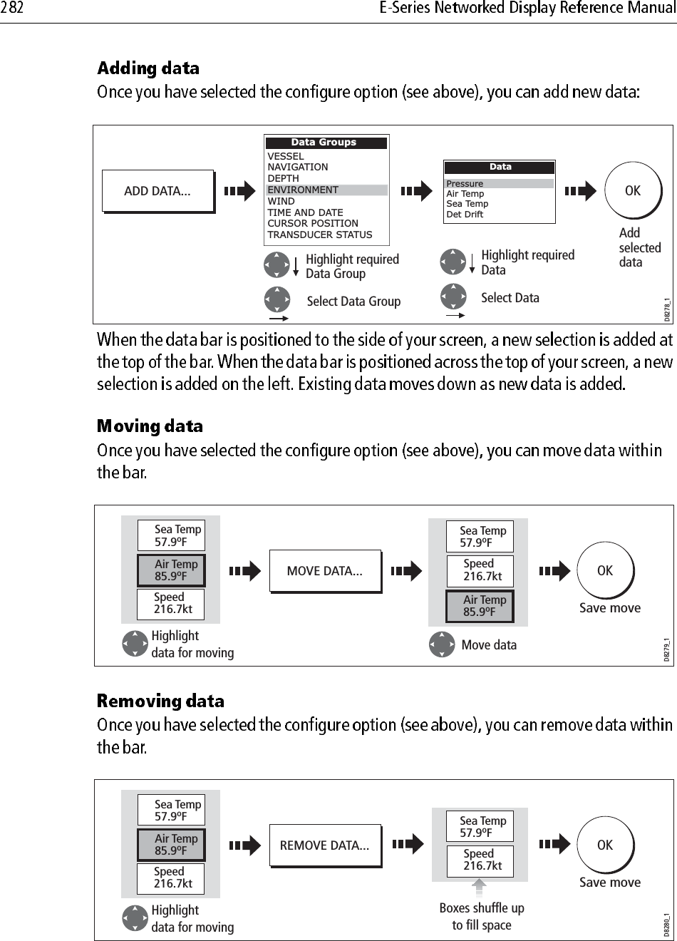                                                 D8278_1OKData GroupsVESSELNAVIGATIONDEPTHWINDTIME AND DATECURSOR POSITIONTRANSDUCER STATUSENVIRONMENTAddselecteddataADD DATA...DataHighlight requiredData GroupSelect Data GroupHighlight requiredDataSelect DataPressureAir TempSea TempDet DriftD8279_1OKSave moveHighlightdata for moving MOVE DATA...Sea Temp57.9oFAir Temp85.9oFSpeed216.7ktSea Temp57.9oFAir Temp85.9oFSpeed216.7ktMove dataD8280_1OKSave moveHighlightdata for moving REMOVE DATA...Sea Temp57.9oFAir Temp85.9oFSpeed216.7ktSea Temp57.9oFSpeed216.7ktBoxes shuffle upto fill space