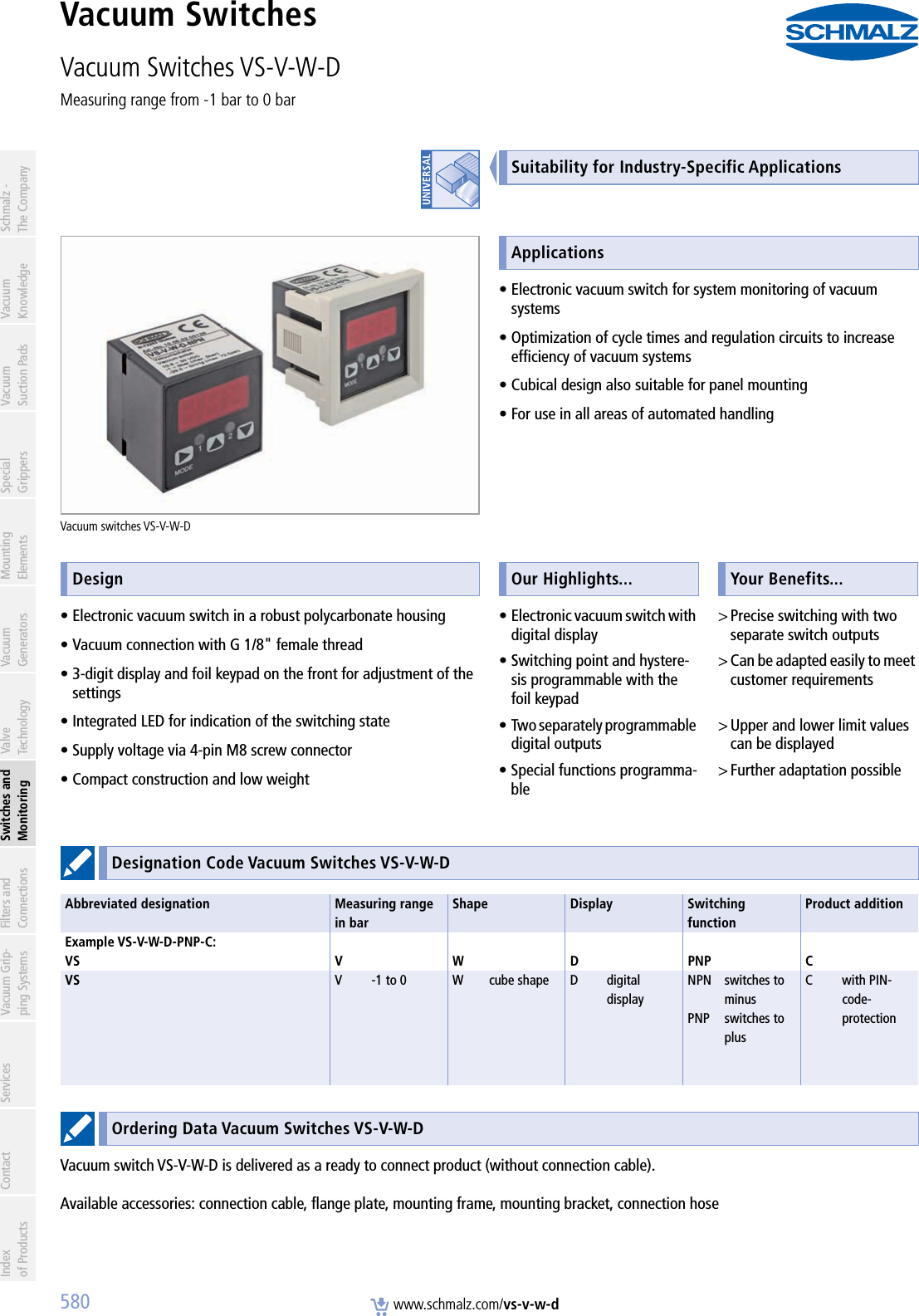 Flow Schmalz Vs V W D Vacuum Switches 1505494783 User Manual