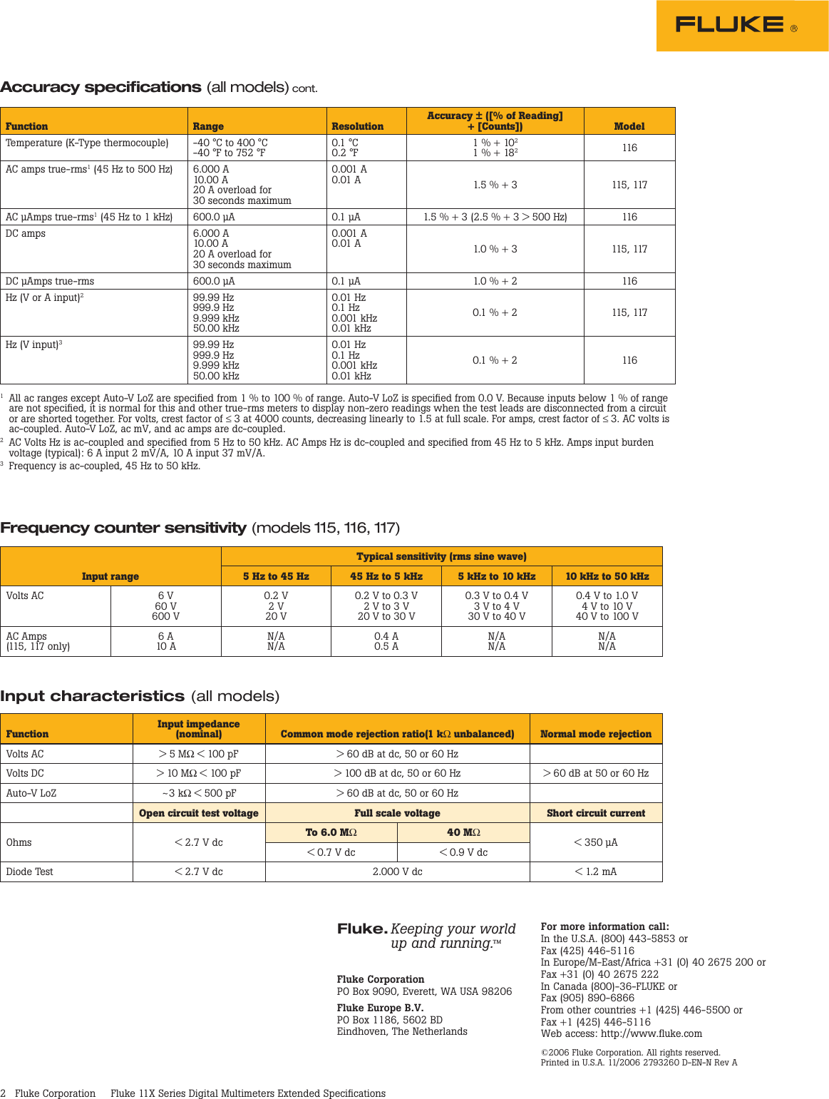 Page 2 of 2 - Fluke Fluke-115-Data-Sheet-  Fluke-115-data-sheet