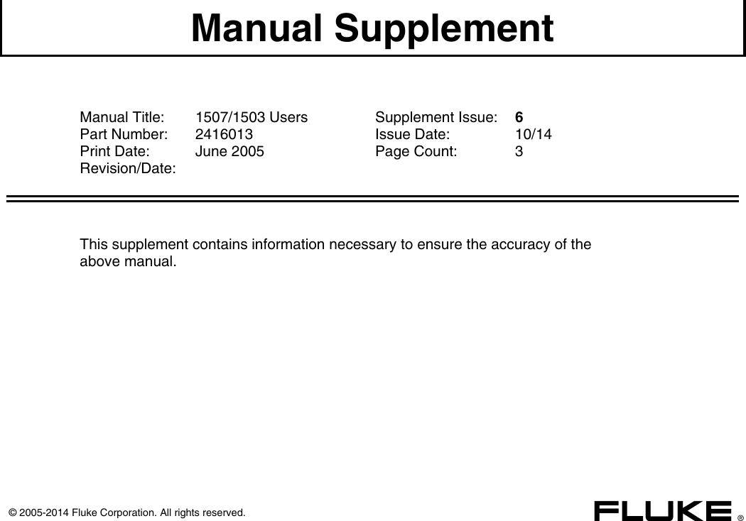 Page 1 of 4 - Fluke Fluke-1507-Users-Manual-  Fluke-1507-users-manual