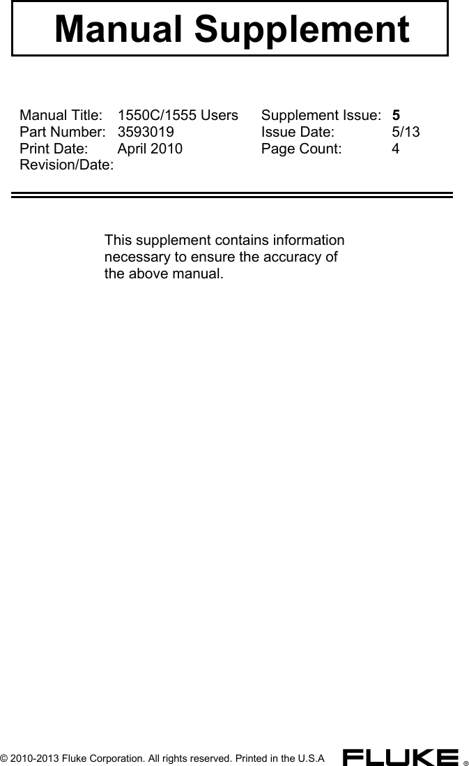 Page 1 of 5 - Fluke Fluke-1550C-Users-Manual MS5