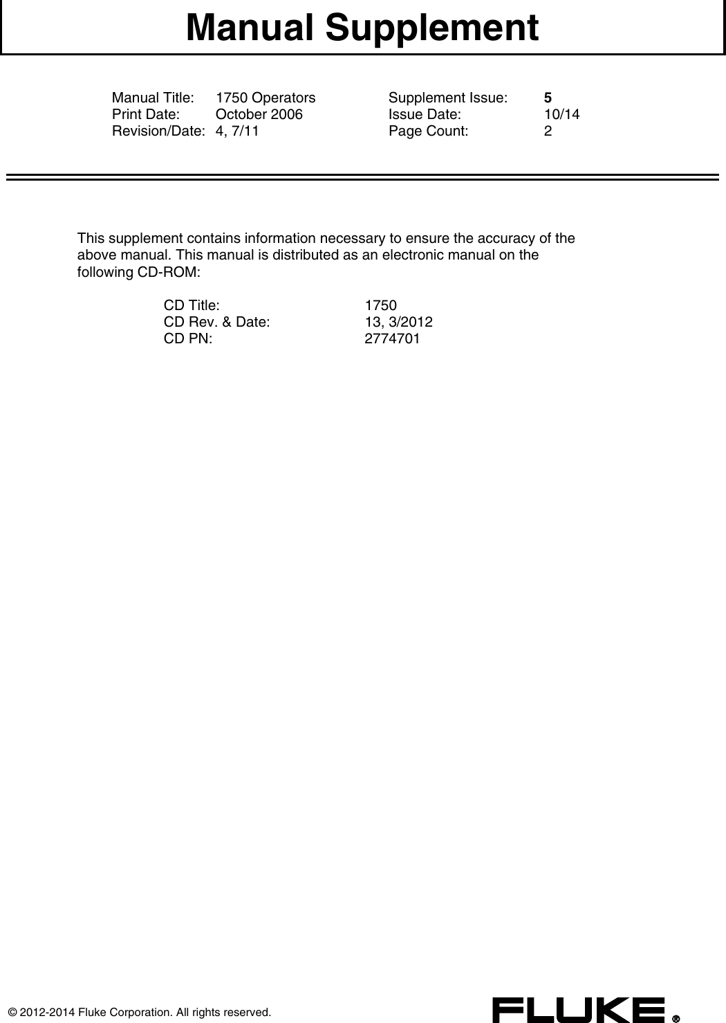 Page 1 of 3 - Fluke Fluke-1750-B-Users-Manual-  Fluke-1750-b-users-manual