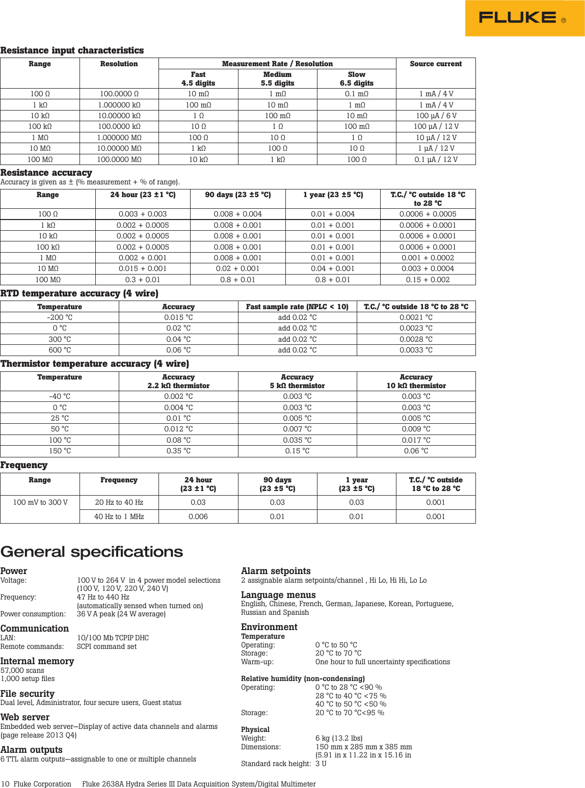 Page 10 of 12 - Fluke Fluke-2638A-Hydra-Series-Iii-Data-Sheet- 3000 Series LiNK  Tools. The Wireless Team. Fluke-2638a-hydra-series-iii-data-sheet