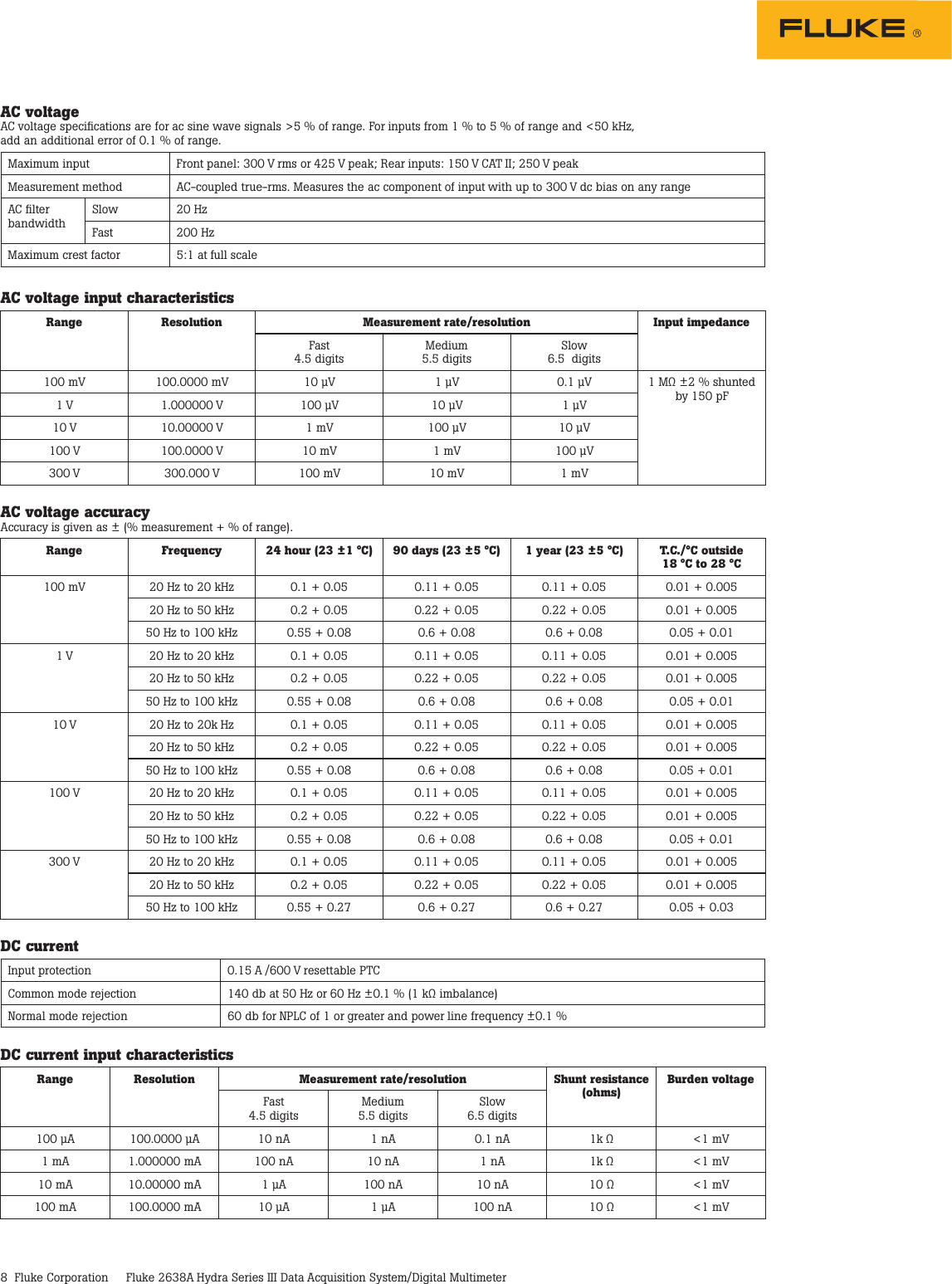 Page 8 of 12 - Fluke Fluke-2638A-Hydra-Series-Iii-Data-Sheet- 3000 Series LiNK  Tools. The Wireless Team. Fluke-2638a-hydra-series-iii-data-sheet