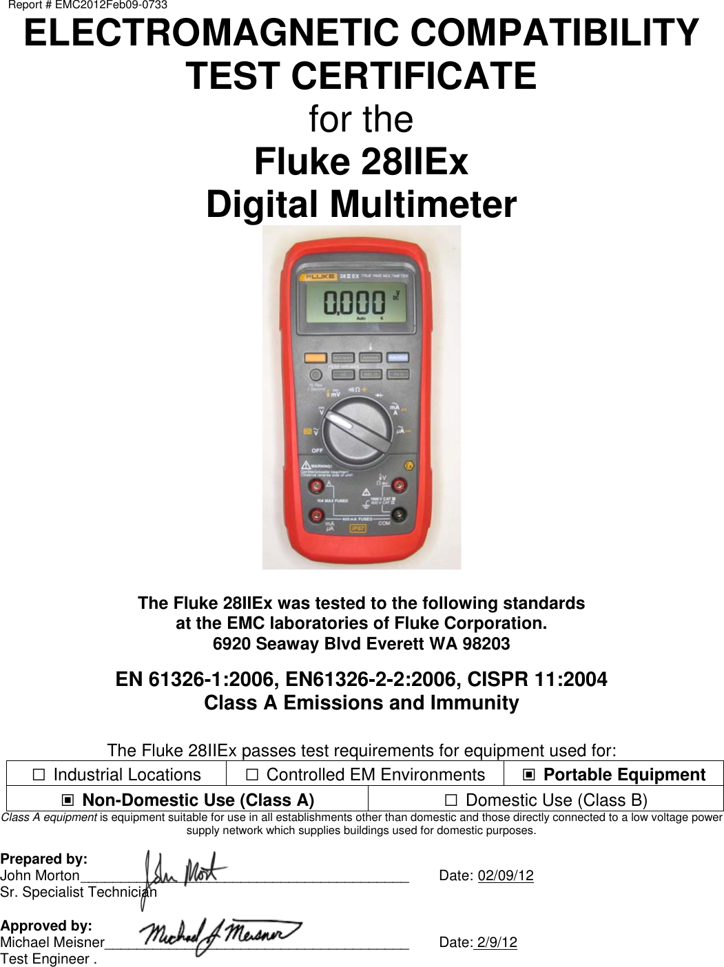 Page 1 of 2 - Fluke Fluke-28-Ii-Users-Manual- EMCReport  Fluke-28-ii-users-manual