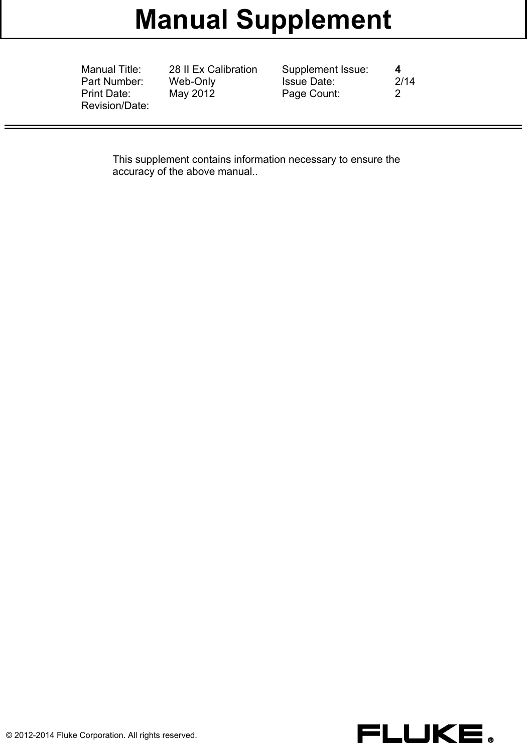 Page 1 of 3 - Fluke Fluke-28-Ii-Users-Manual MS4