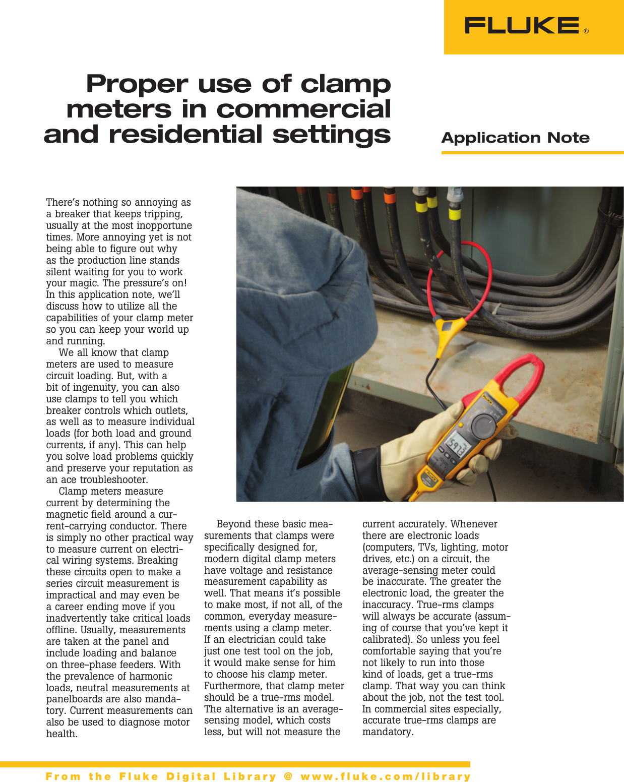 Page 1 of 3 - Fluke Fluke-373-Application-Note- Proper Use Of Clamp Meters In Commercial And Residential Settings  Fluke-373-application-note