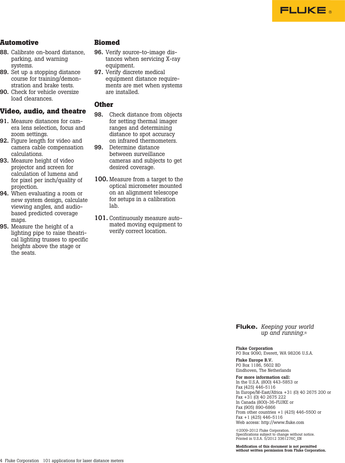 Page 4 of 4 - Fluke Fluke-424D-Application-Note- 101 Applications For Laser Distance Meters  Fluke-424d-application-note