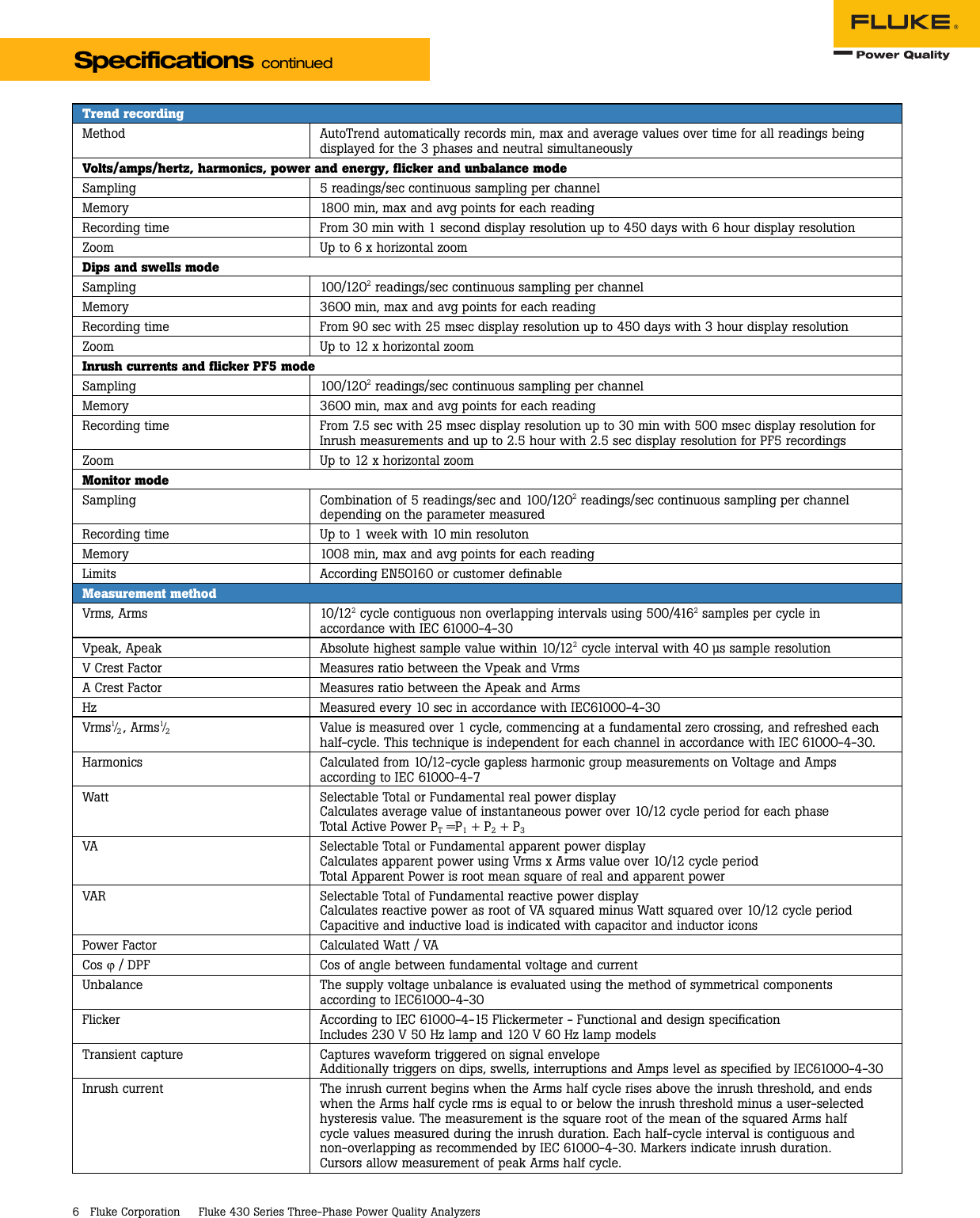 Page 6 of 8 - Fluke Fluke-430-Series-Users-Manual- 2116965 Rev A  Fluke-430-series-users-manual