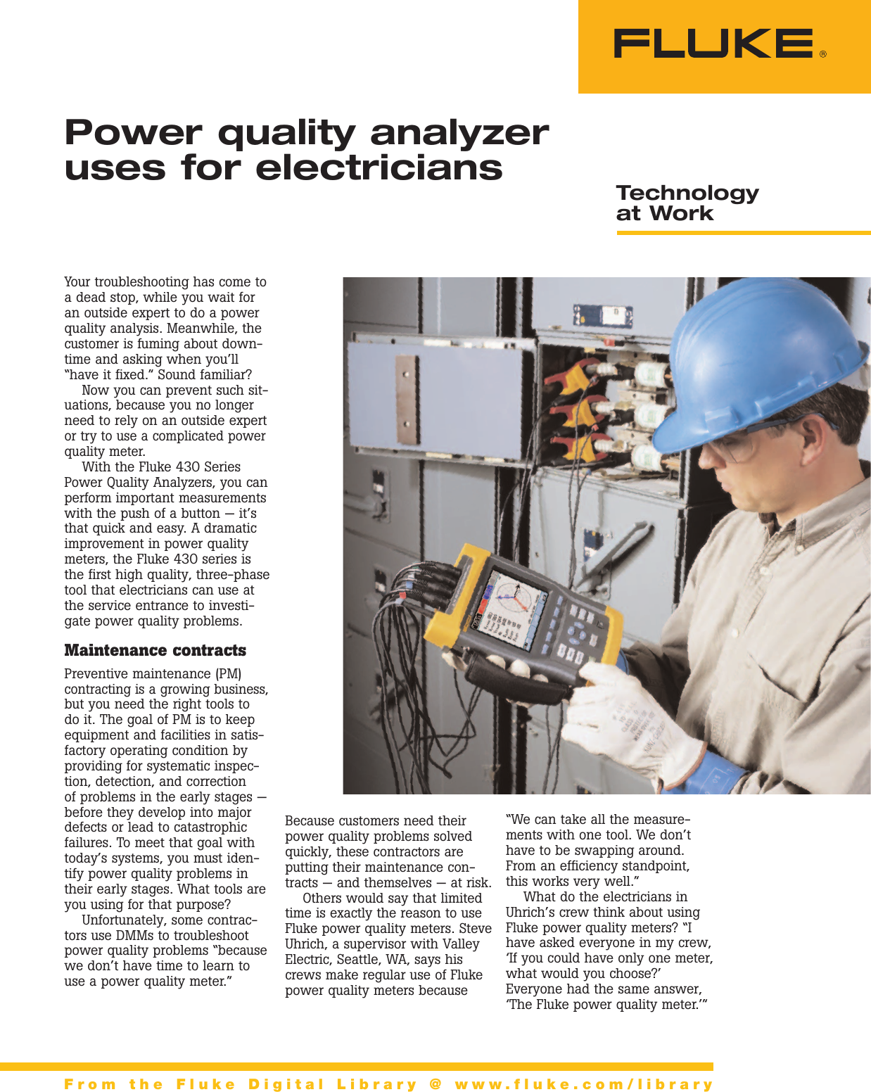 Page 1 of 3 - Fluke Fluke-434-Series-Ii-Application-Note- 2394340 Rev A  Fluke-434-series-ii-application-note