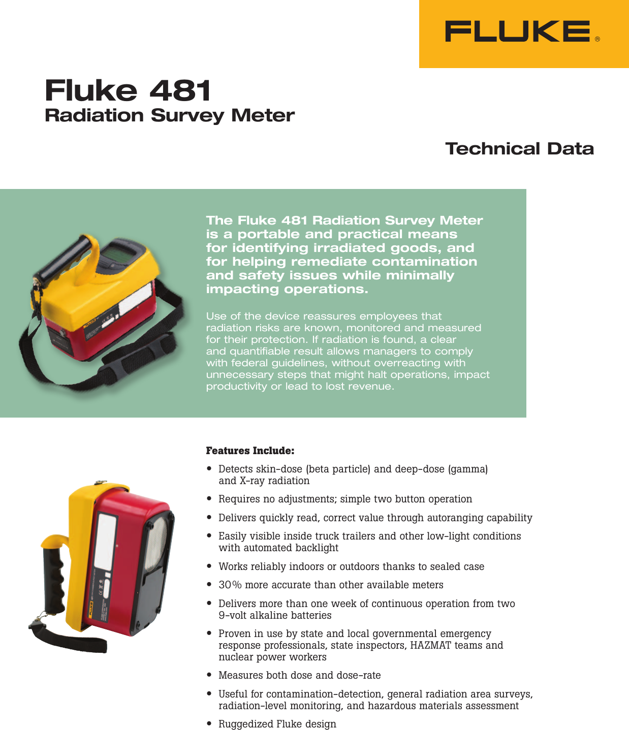 Page 1 of 2 - Fluke Fluke-481-Data-Sheet-  Fluke-481-data-sheet