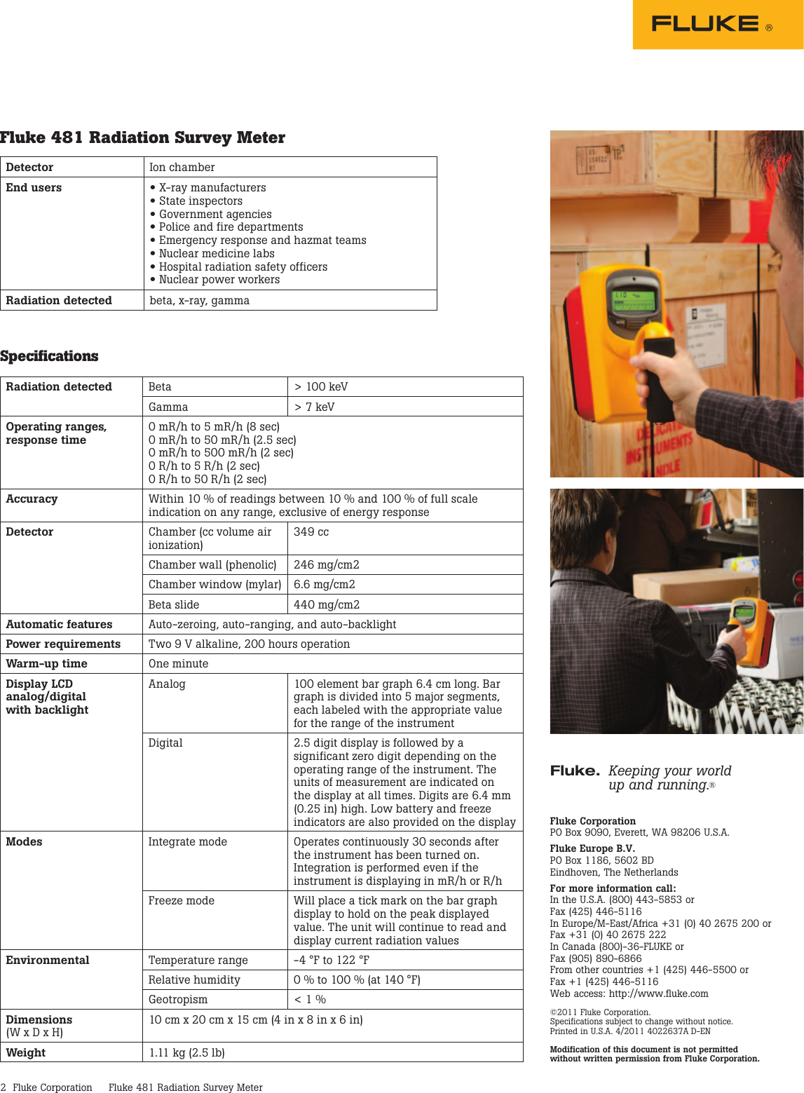 Page 2 of 2 - Fluke Fluke-481-Data-Sheet-  Fluke-481-data-sheet