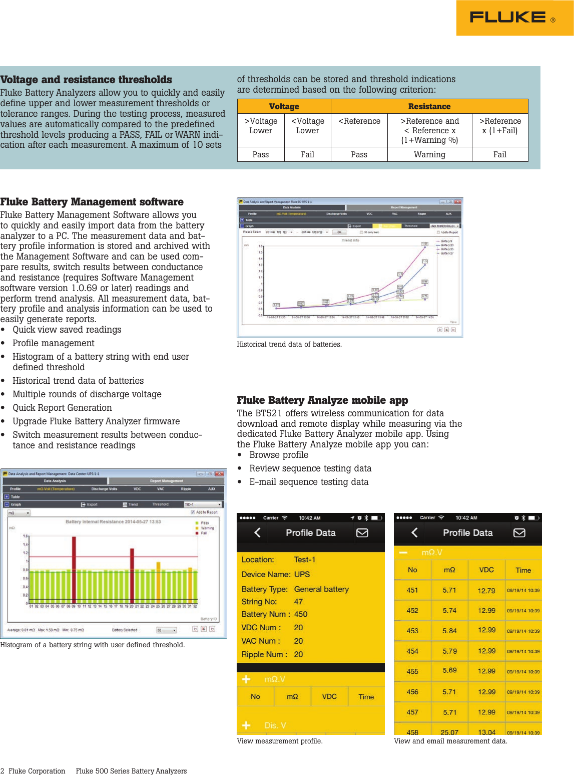 Page 2 of 5 - Fluke Fluke-500-Series-Data-Sheet- 500 Series Battery Analyzers  Fluke-500-series-data-sheet