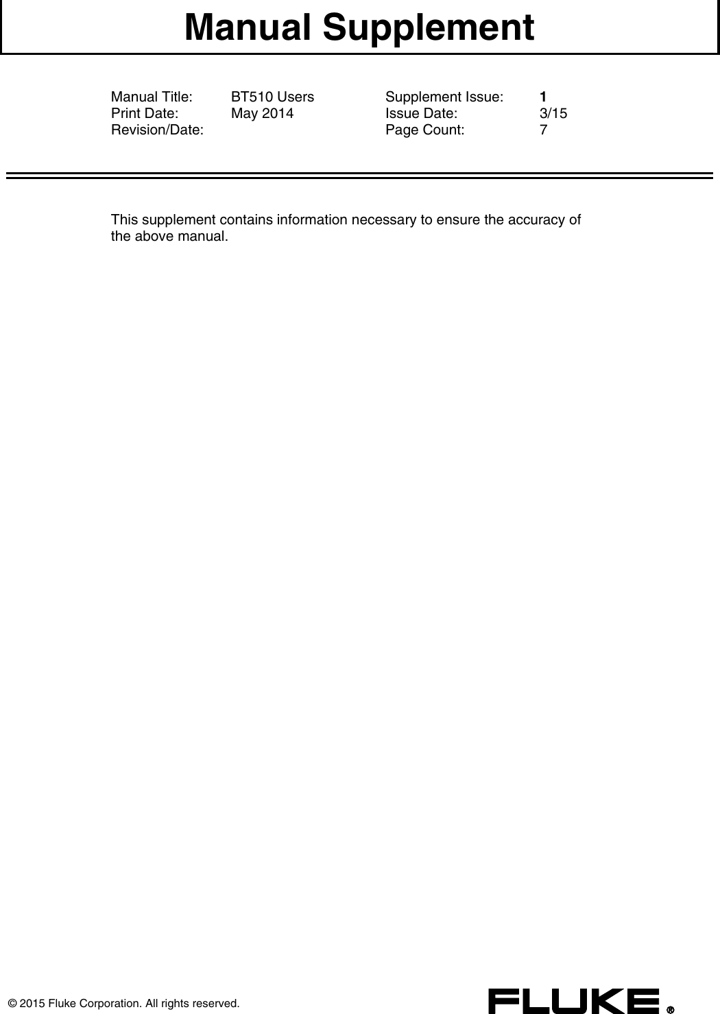 Page 1 of 8 - Fluke Fluke-500-Series-Users-Manual-  Fluke-500-series-users-manual