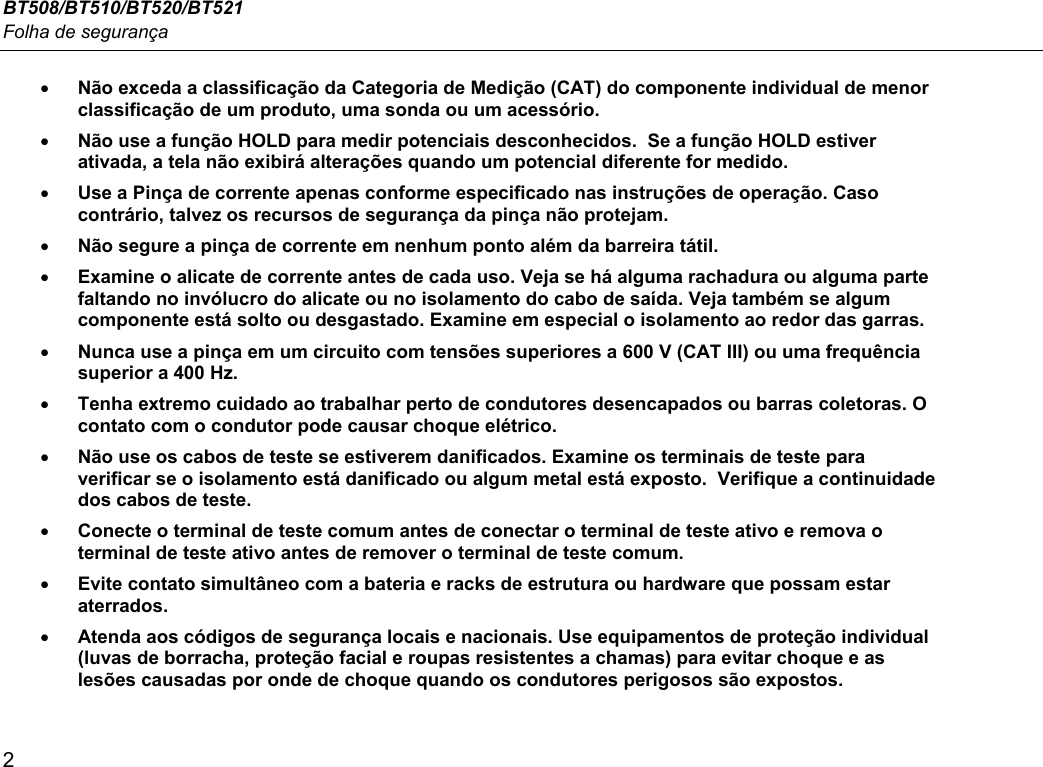 Page 2 of 10 - Fluke Fluke-500-Series-Users-Manual- BT508/BT510/BT520/BT521  Fluke-500-series-users-manual