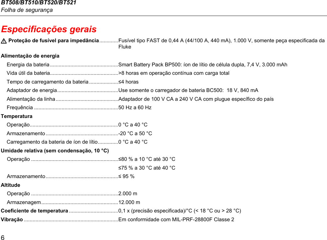 Page 6 of 10 - Fluke Fluke-500-Series-Users-Manual- BT508/BT510/BT520/BT521  Fluke-500-series-users-manual