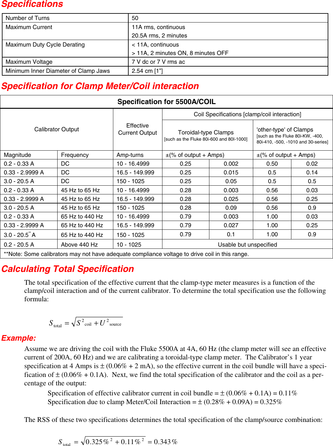 Page 2 of 2 - Fluke Fluke-50-Turn-Current-Coil-5500A-Coil-Users-Manual 5500_coil