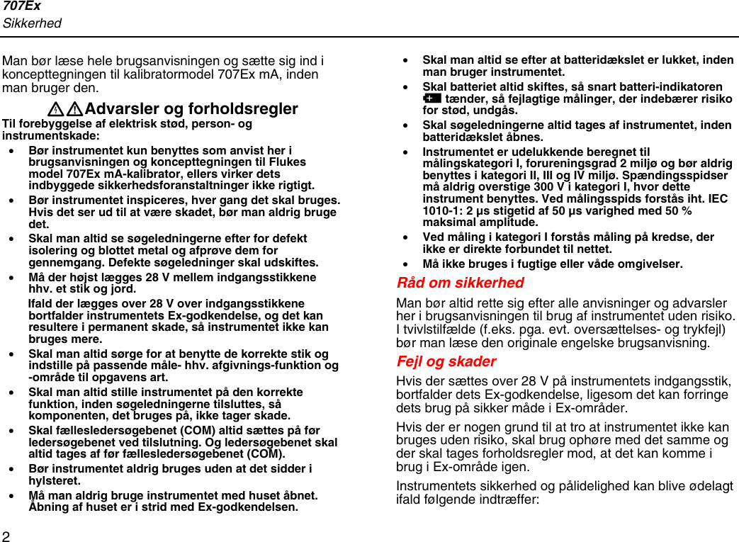 Page 2 of 4 - Fluke Fluke-707Ex-Users-Manual Text