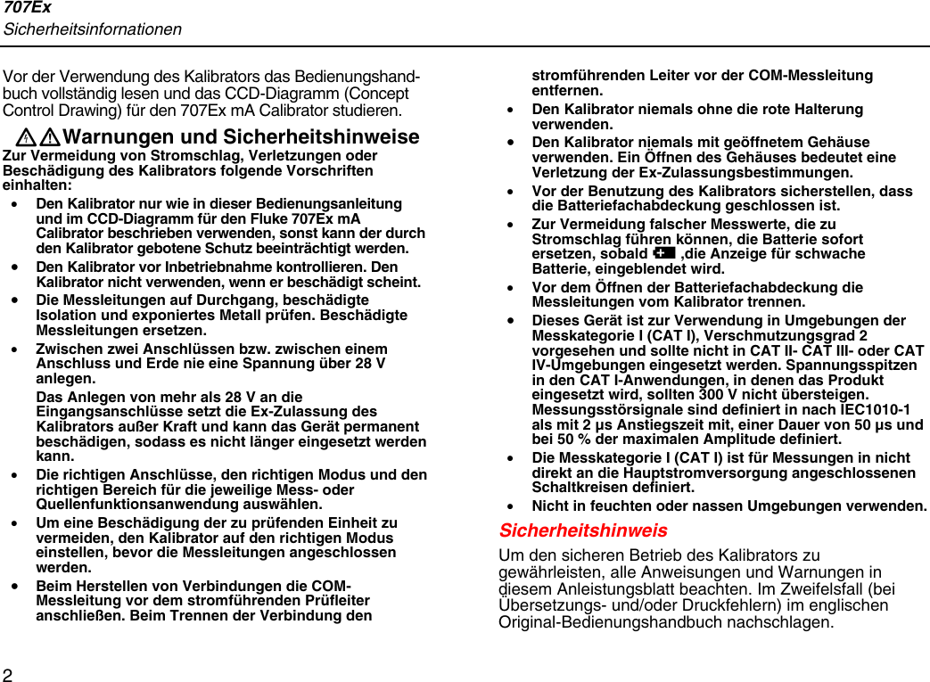 Page 2 of 4 - Fluke Fluke-707Ex-Users-Manual Text