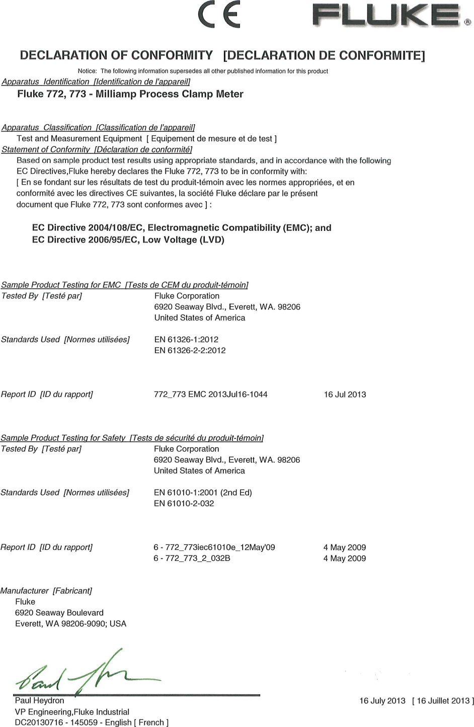 Fluke 773 Milliamp Users Manual