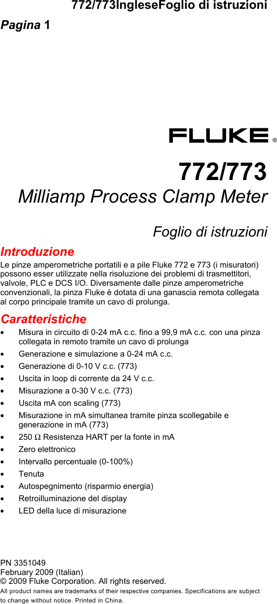 Fluke 773 Milliamp Users Manual 772text