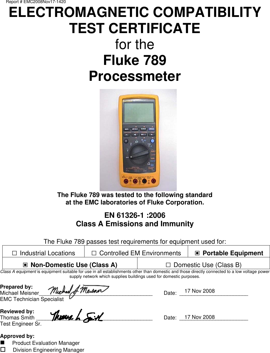 Page 1 of 2 - Fluke Fluke-789-Users-Manual- EMCReport  Fluke-789-users-manual