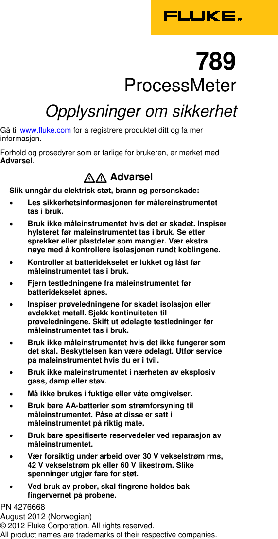 Page 1 of 4 - Fluke Fluke-789-Users-Manual- 789  Fluke-789-users-manual