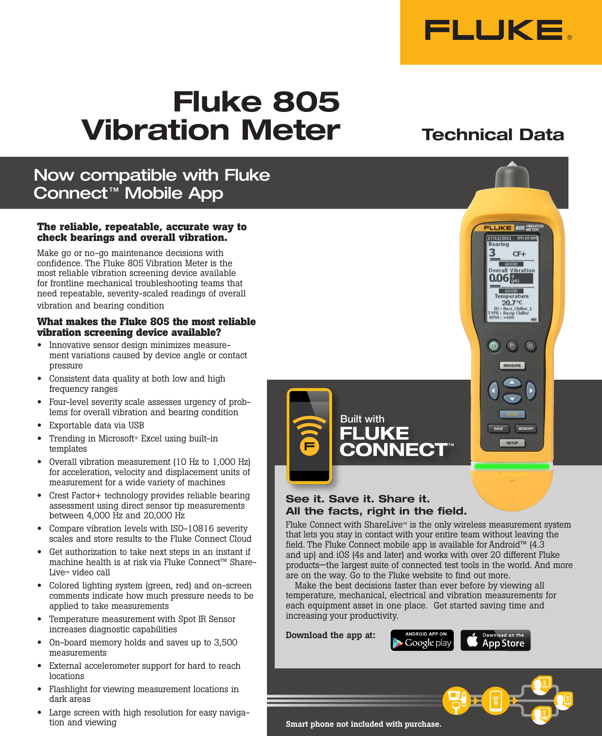 Page 1 of 4 - Fluke Fluke-805-Data-Sheet- 805 Vibration Meter  Fluke-805-data-sheet