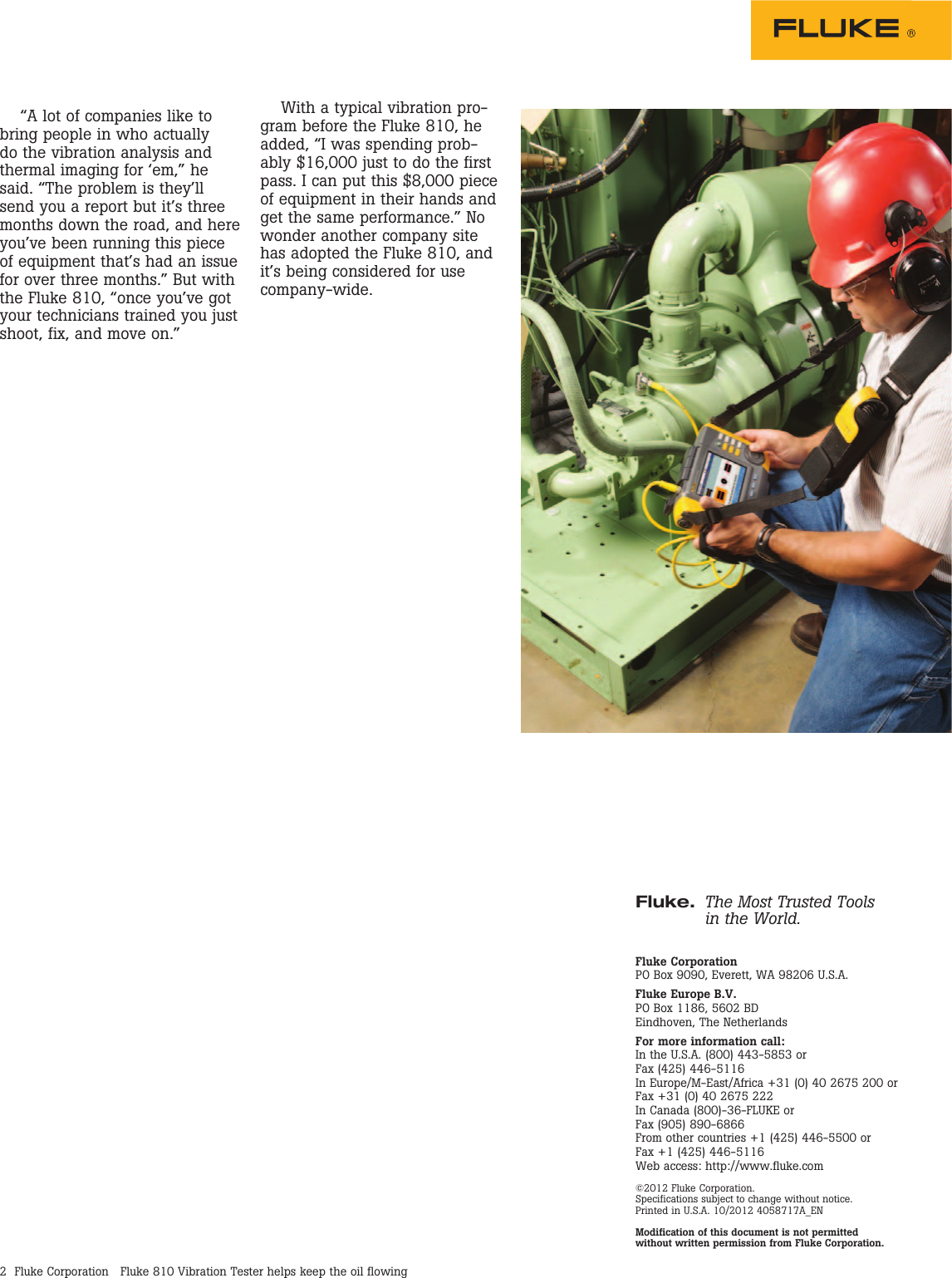 Page 2 of 2 - Fluke Fluke-810-Application-Note- 810 Vibration Er Helps Keep The Oil Flowing  Fluke-810-application-note