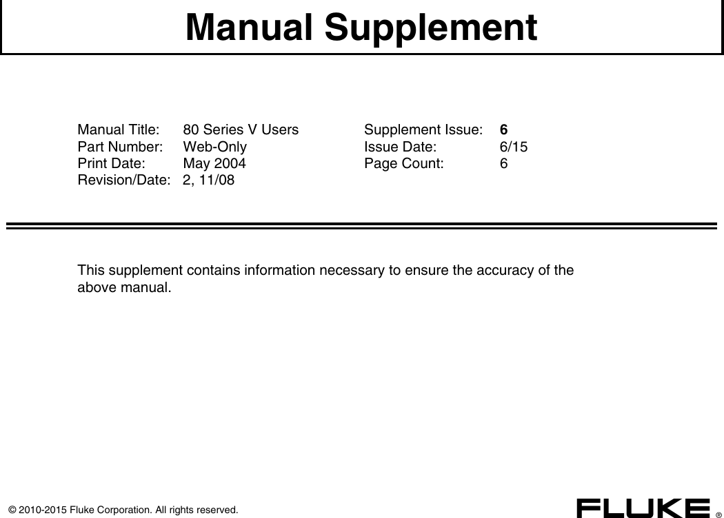 Page 1 of 7 - Fluke Fluke-87V-Industrial-Users-Manual-  Fluke-87v-industrial-users-manual