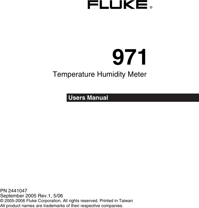 Page 1 of 12 - Fluke Fluke-971-Users-Manual-  Fluke-971-users-manual