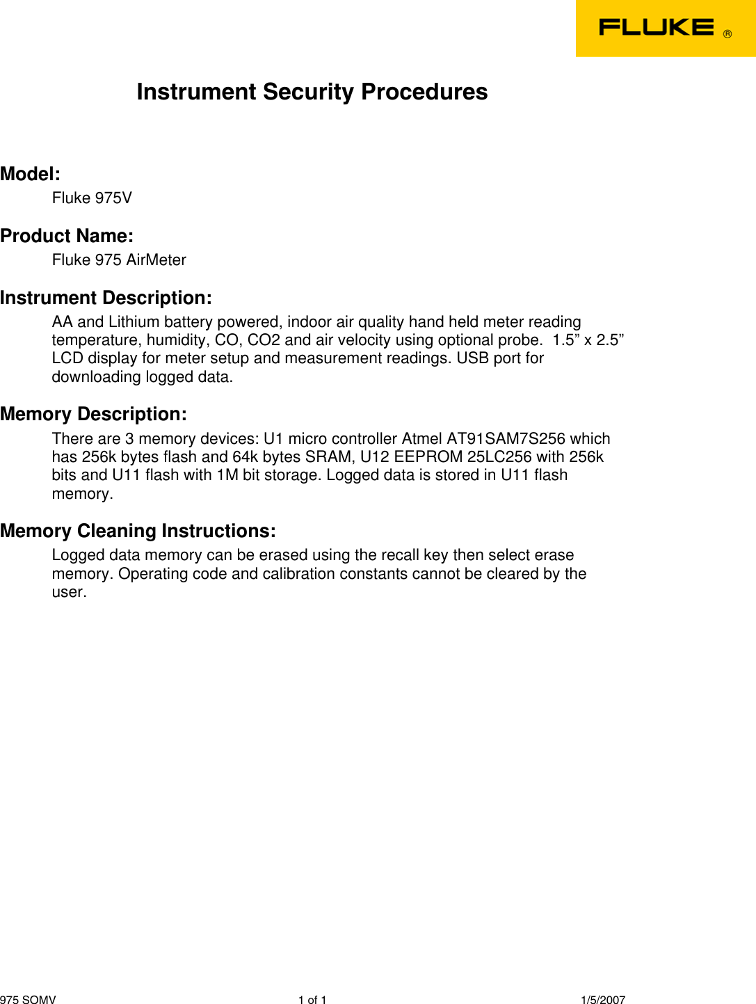 Page 1 of 1 - Fluke Fluke-975V-Airmeter-Users-Manual 975V SOMV