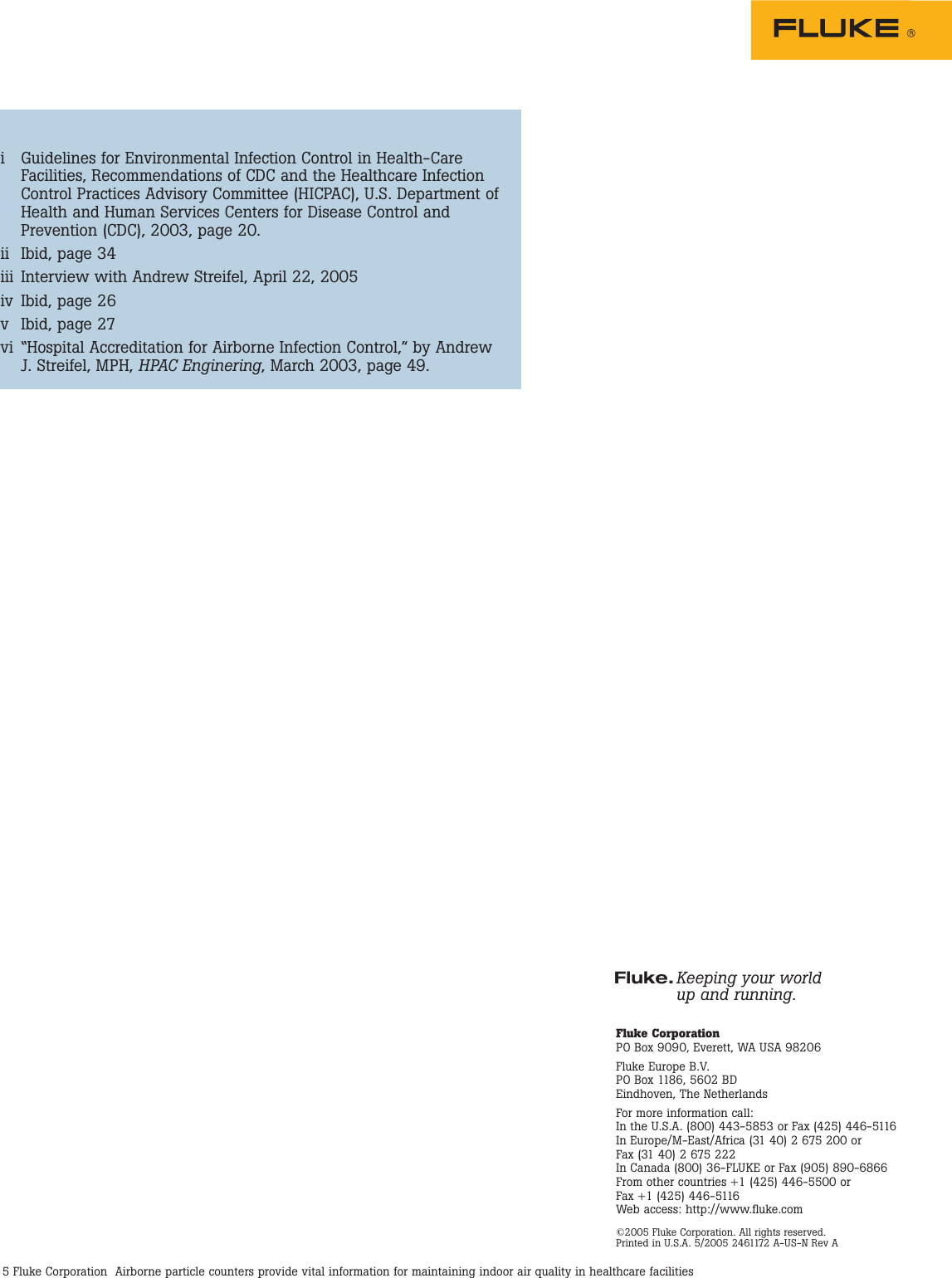 Page 5 of 5 - Fluke Fluke-985-Application-Note- 2412973  Fluke-985-application-note