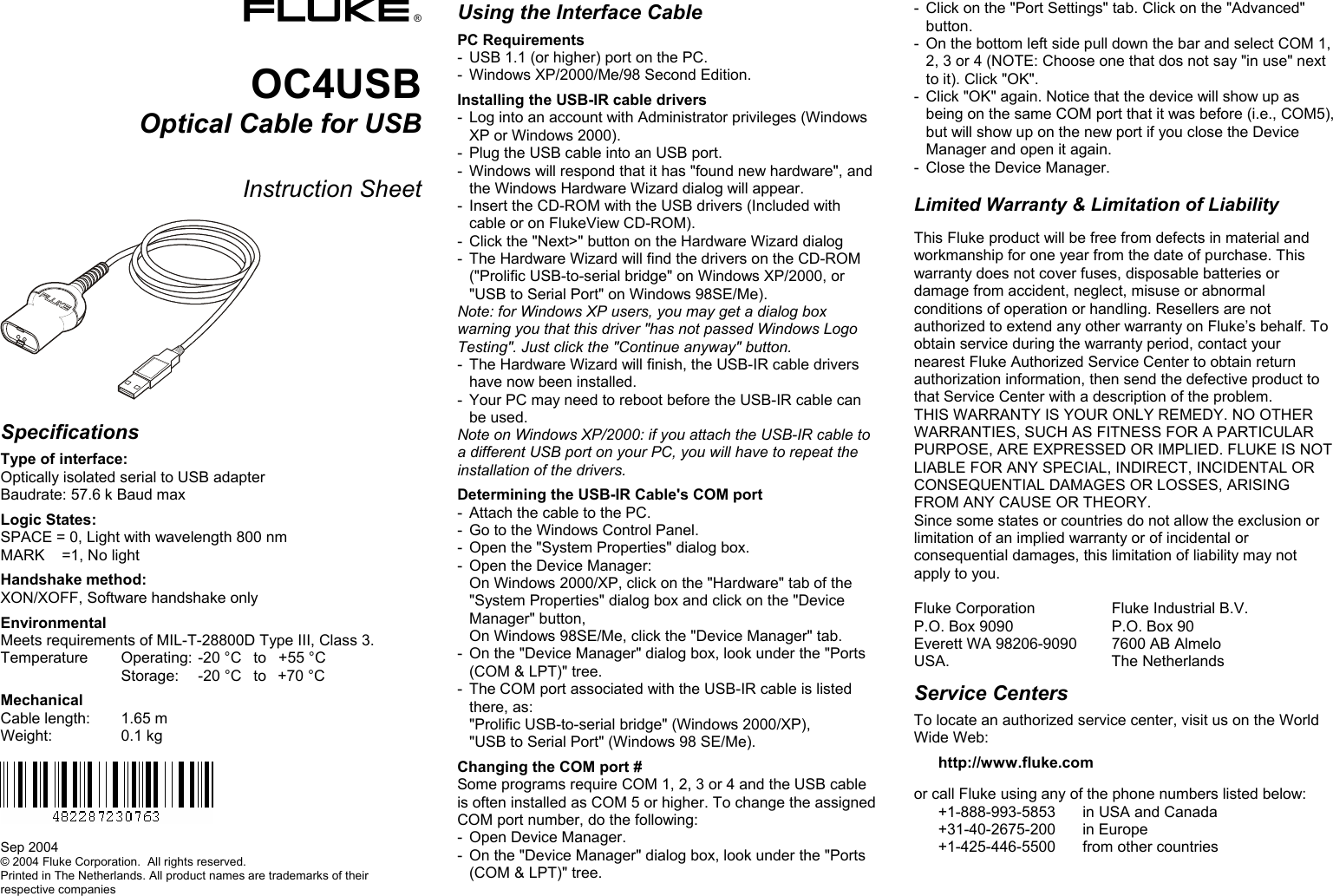 Page 1 of 1 - Fluke Fluke-Oc4Usb-Users-Manual Oc4usb